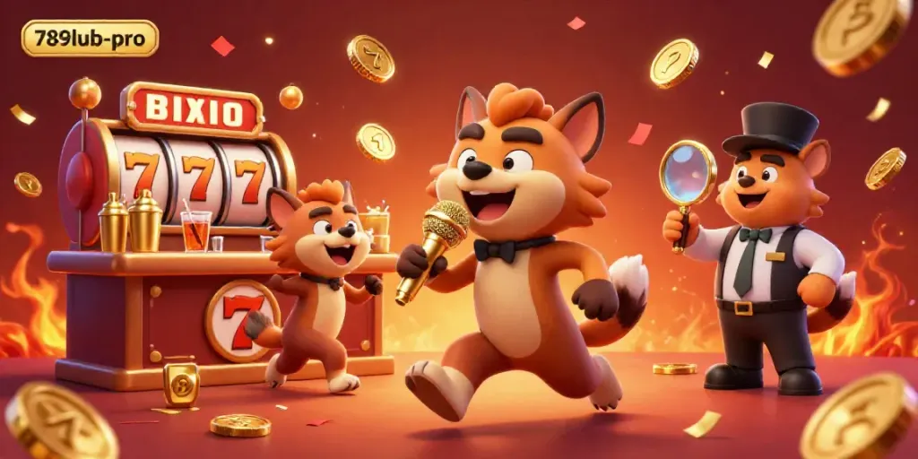 Engage with 789lub-pro's vibrant comedy casino scene featuring hyenas mixing drinks and telling jokes.