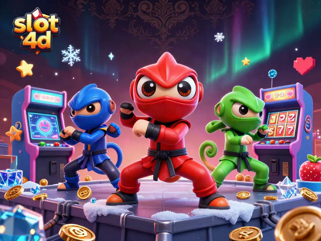 Menangkan slot 4d dengan tim ninja chameleon beraksi, penuh simbol permainan berkilau.