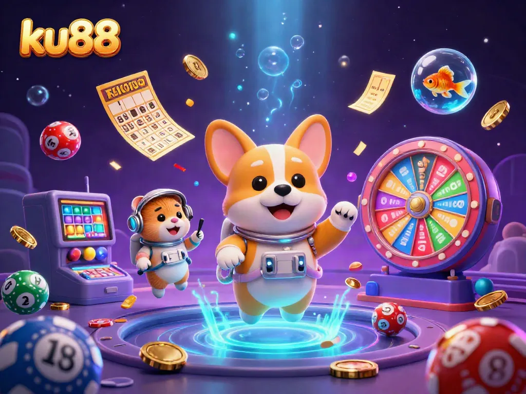 Experience thrilling moments with ku88 in a vibrant space casino scene featuring floating characters and animated game elements.