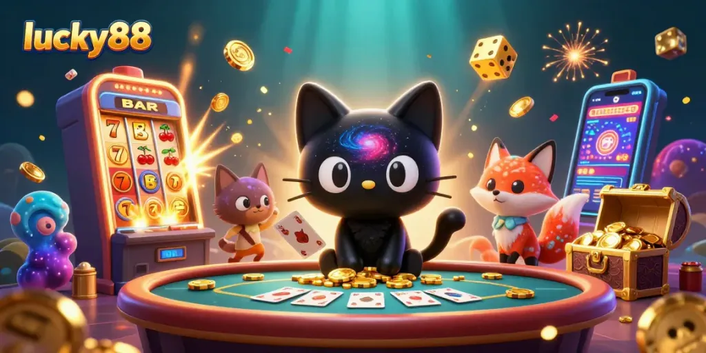 Experience thrilling spins and high stakes with lucky88 at this vibrant cosmic casino scene.