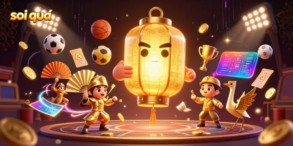 Engage in 'soi cầu' with animated characters in a vibrant casino scene depicting luck and strategy.