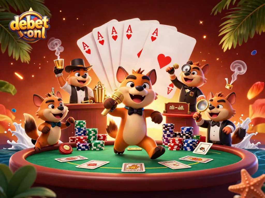 Experience the vibrant debet-onl comedy casino scene, featuring hyenas in a lively atmosphere.