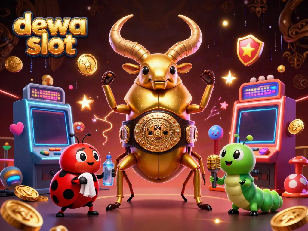 Experience thrilling dewa slot action with vibrant characters and casino elements in a rich 3D illustration.