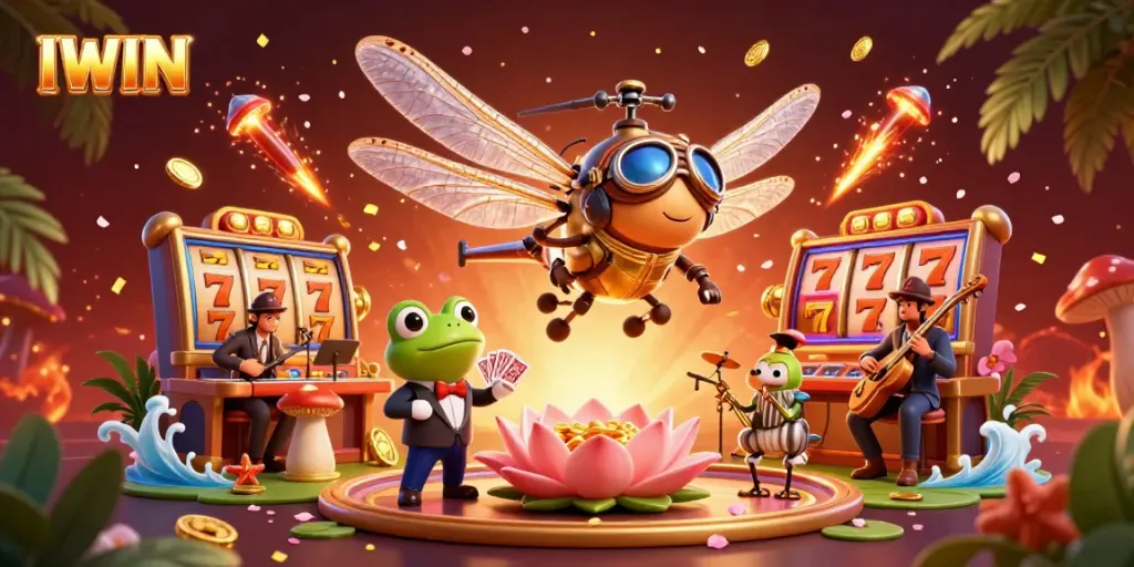 Experience dynamic gameplay at IWIN with cartoon characters in a vibrant casino scene