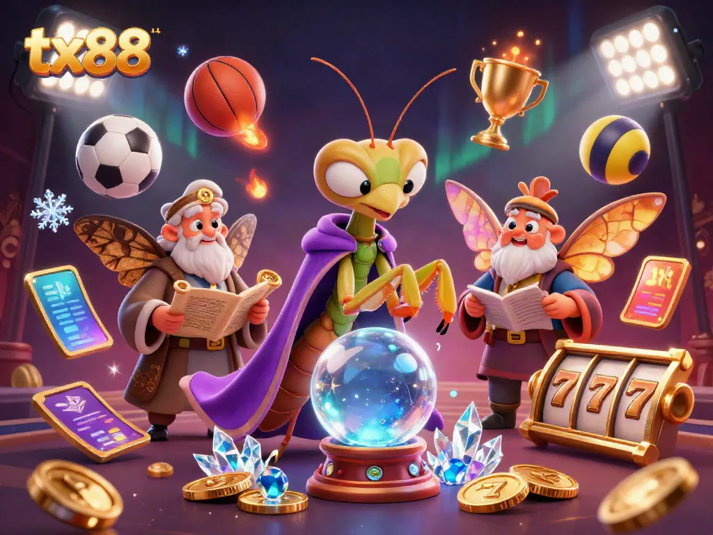 Engage with tx88's thrilling world of online gaming through a dynamic, cinematic scene with sports and casino elements.