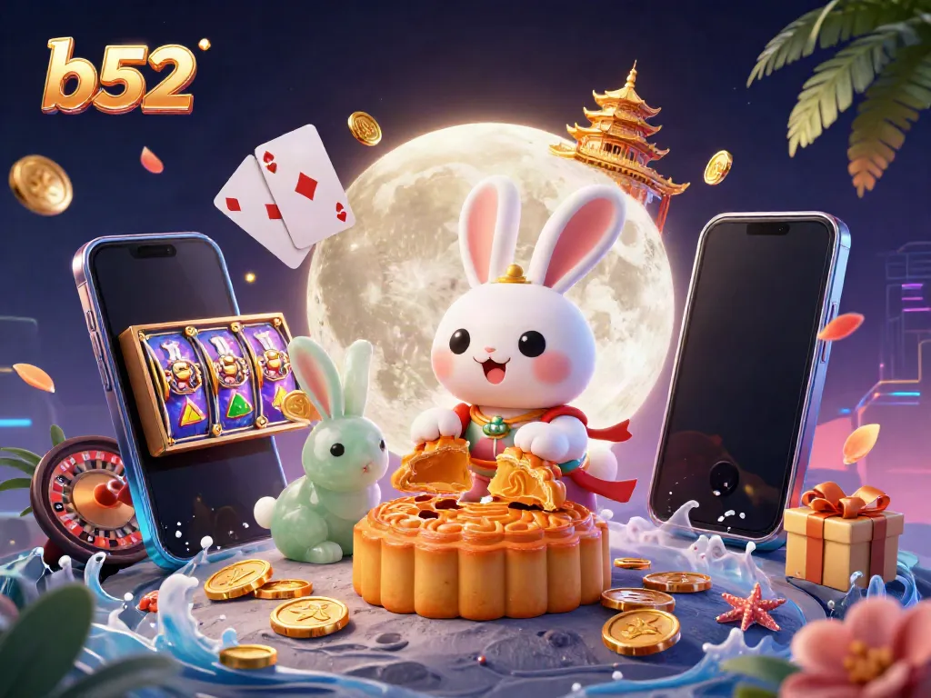 Experience the thrill of gambling in a b52 themed casino with vibrant elements and festive characters.
