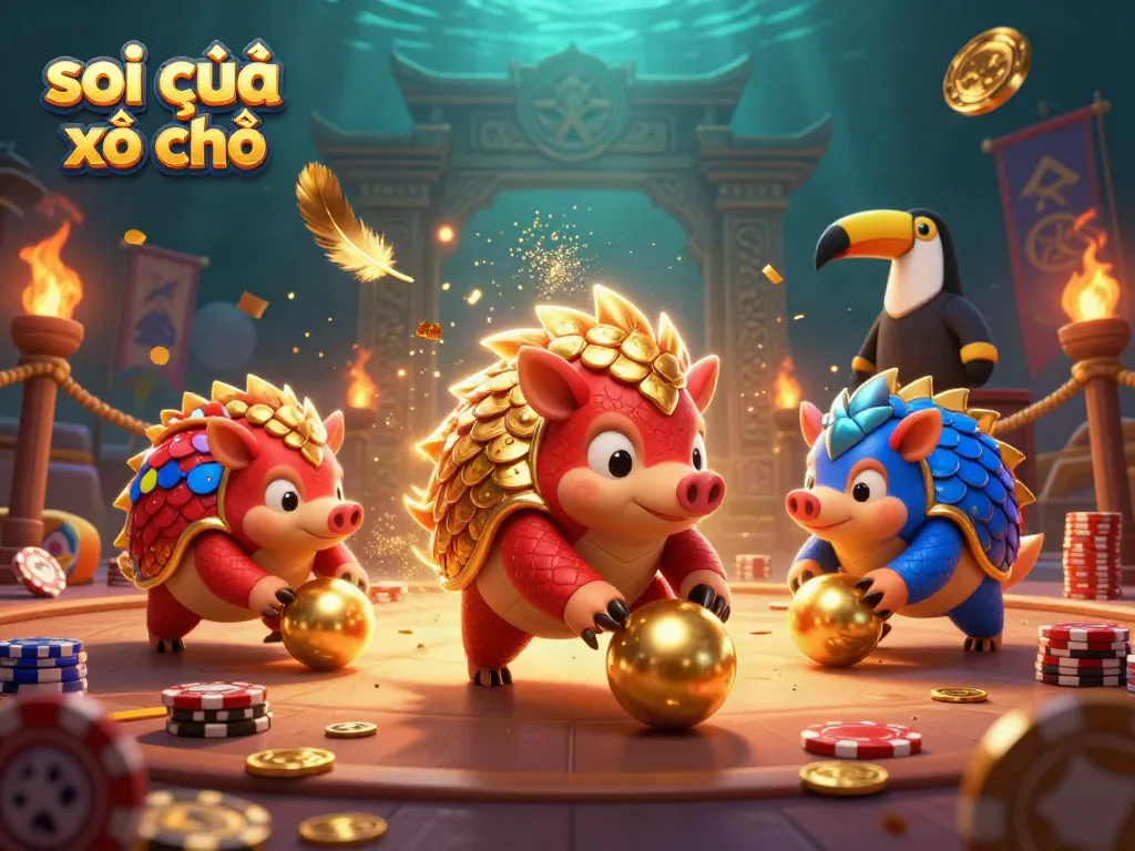 Experience the thrilling action of soi cầu xổ số with dynamic pangolins competing and vibrant casino elements.