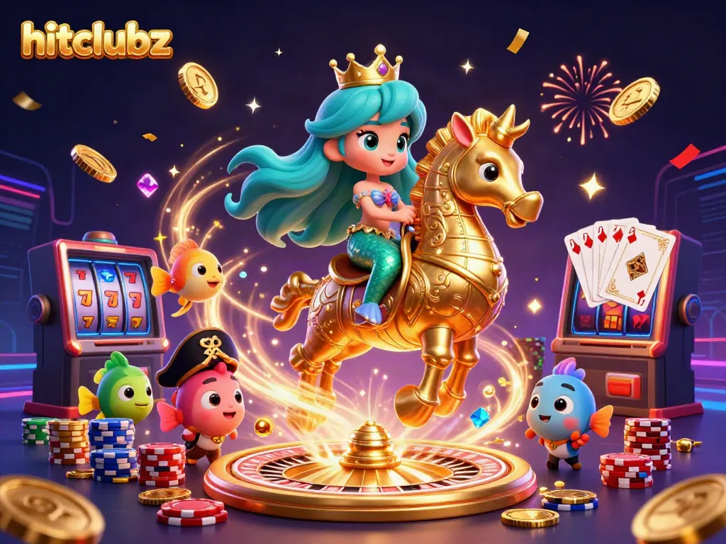 Experience magical winnings with hitclubz as a mermaid princess explores a vibrant underwater casino.