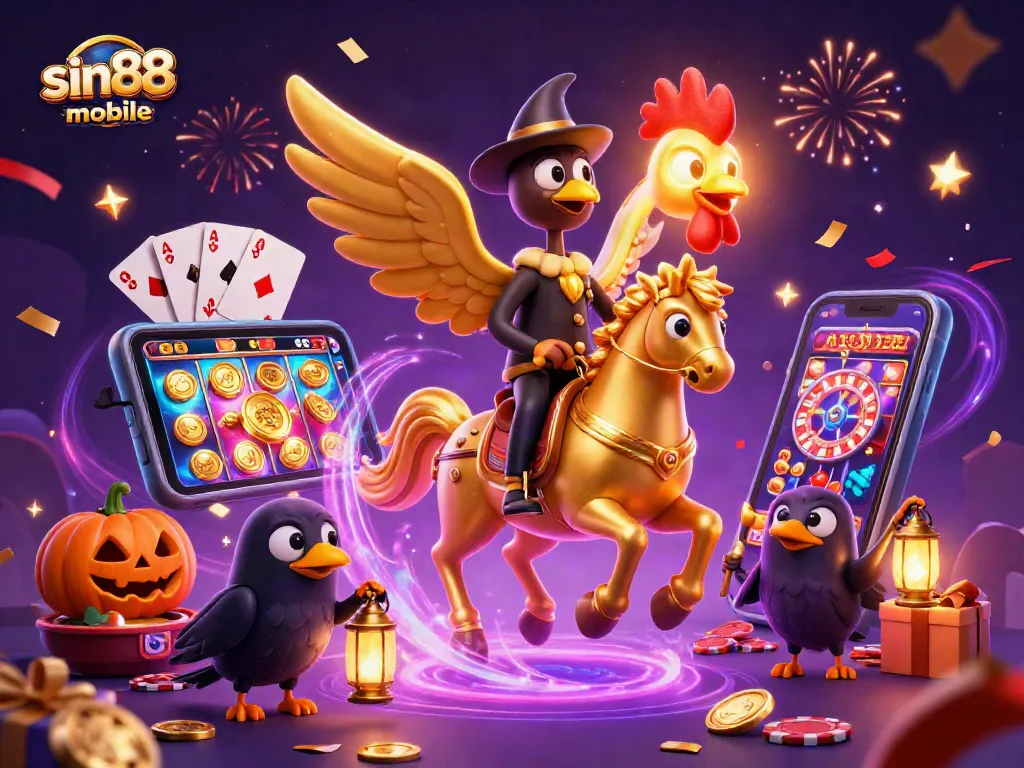 Spin the reels on sin88-mobile with a vibrant casino atmosphere featuring captivating characters.