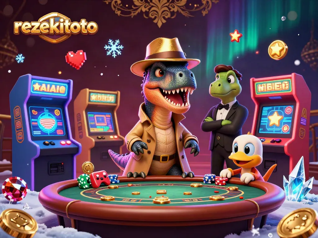 Engage in thrilling rezekitoto action with lively cartoon dinosaurs at a vibrant blackjack table.