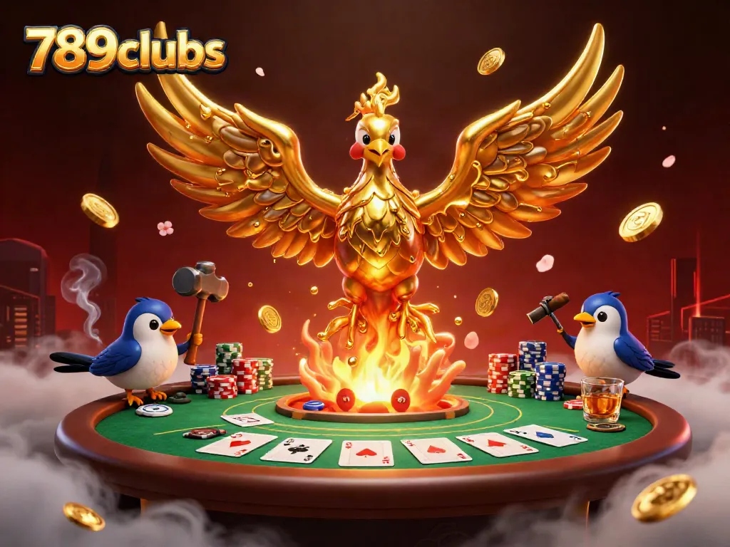 Experience thrilling gameplay at 789clubs with golden phoenix, poker elements, and immersive casino ambiance.