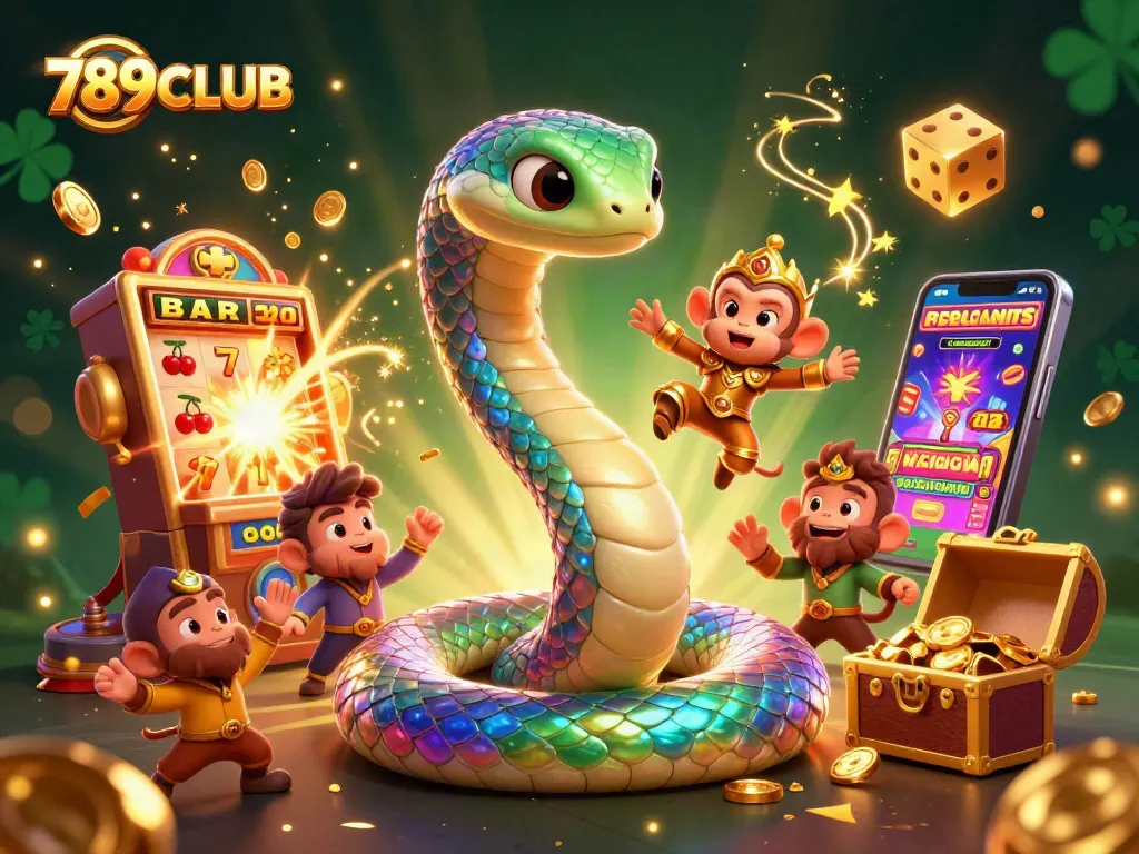 Play thrilling games at 789CLUB, featuring vibrant slot machines and magical gaming elements.