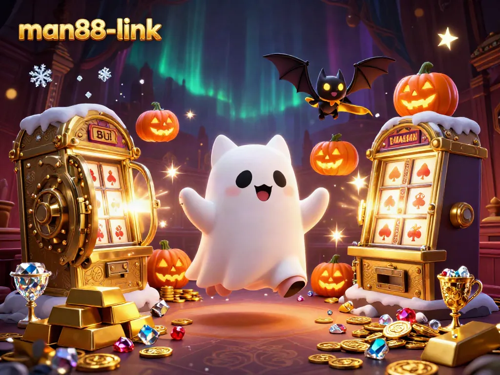Experience the excitement of man88-link with ghostly casino characters and shining treasures.