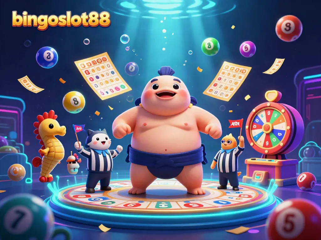 Gambarkan pengalaman bermain bingo di bingoslot88 dengan karakter unik dalam suasana bawah laut yang meriah.