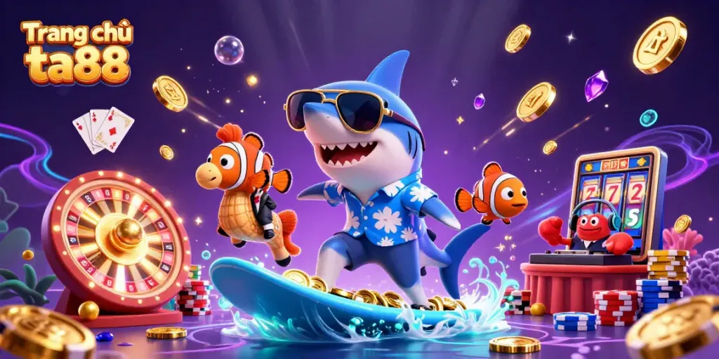 Experience exciting gaming at Trang chủ ta88 with vibrant 3D characters and dazzling casino elements.