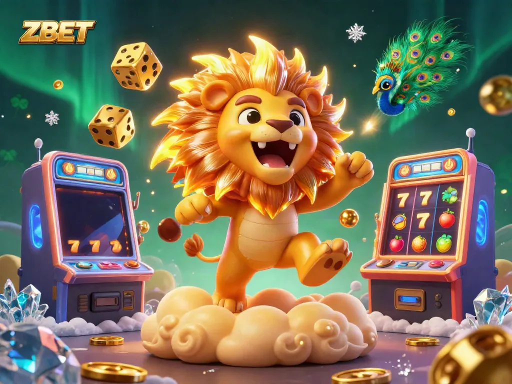 ZBET unleashes thrilling casino adventures with vibrant 3D lion and gold elements.
