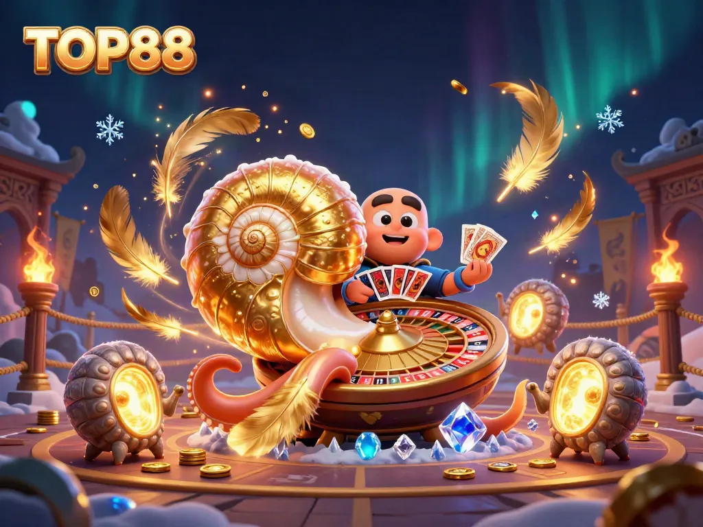 Engage in the thrilling world of TOP88 with dynamic casino elements and characters.