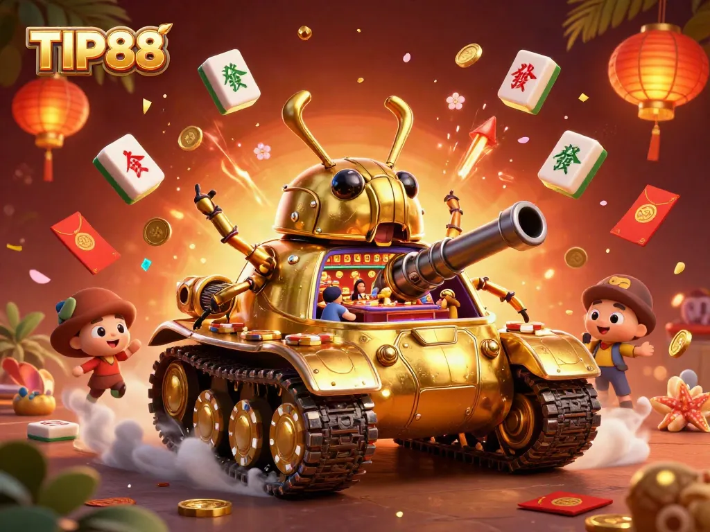 Experience thrilling gaming at TIP88 with a unique golden beetle tank casino bursting with excitement.