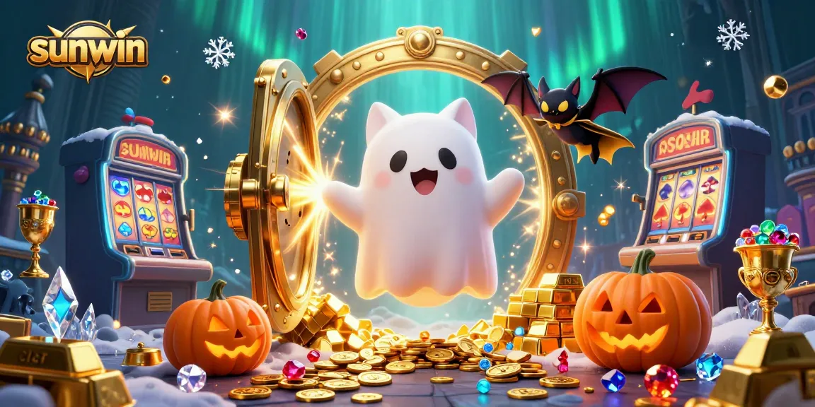 Experience sunwin's thrilling haunted casino adventure with ghost cats, treasure, and gaming excitement.